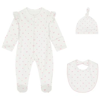 Baby Girls White & Pink Moon Babygrow Set