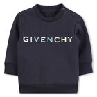 Younger Boys Navy Blue Logo Sweatshirt, 1, hi-res