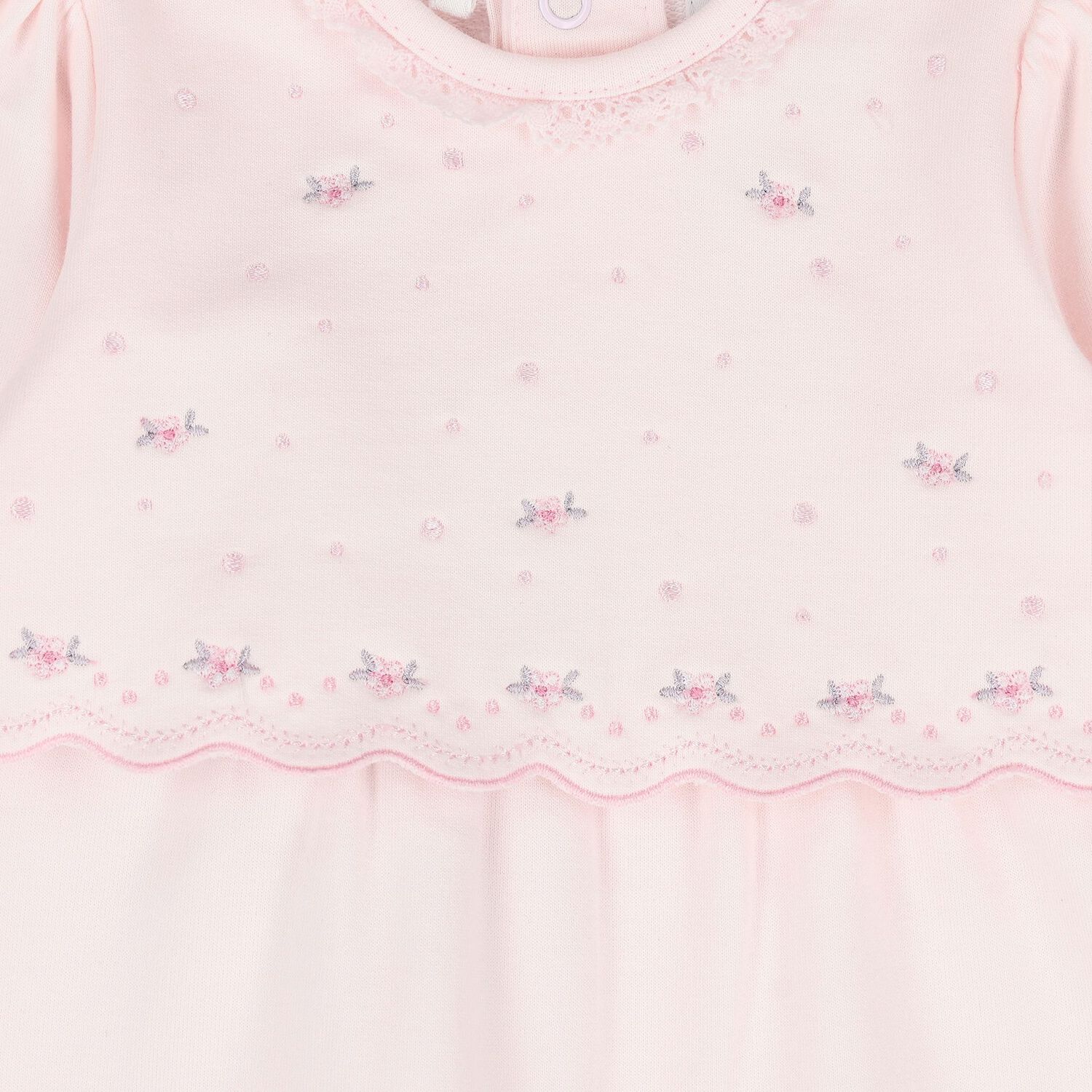 Baby Girls Pink Embroidered Romper Set, 1, hi-res