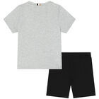 Younger Boys Grey & Black Shorts Set, 1, hi-res