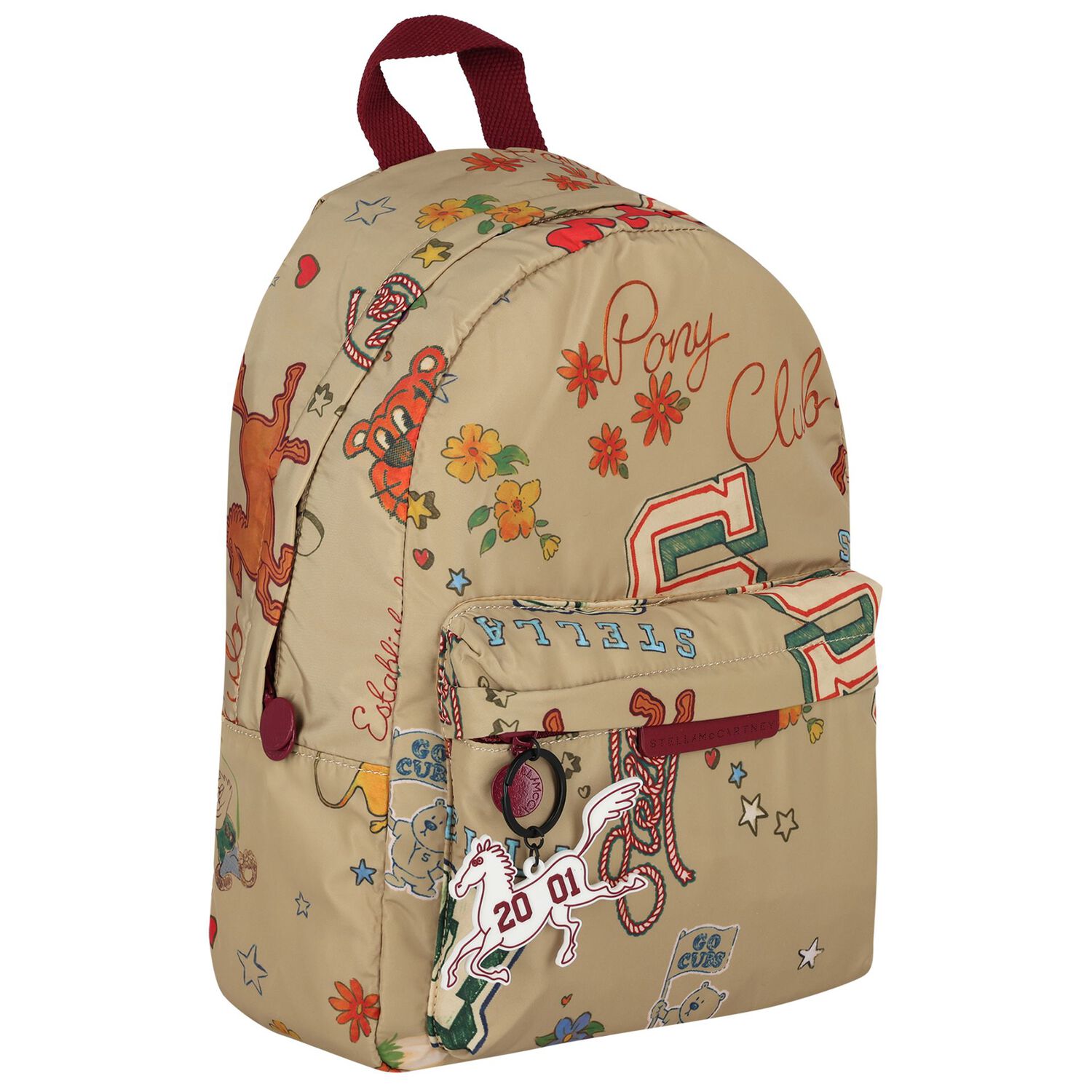Younger Girls Beige Logo Floral Backpack ( 30CM ), 1, hi-res