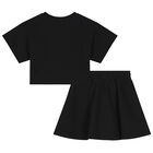 Girls Black Teddy Logo Skirt Set, 4, hi-res