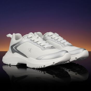 White & Silver Logo Trainers