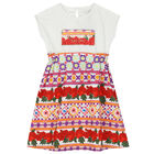 Girls Red & White Floral Dress, 1, hi-res