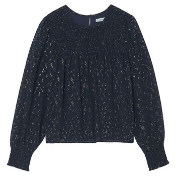 Girls Navy Blue Chiffon Blouse