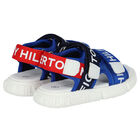 Blue, White & Red Logo Sandals, 1, hi-res