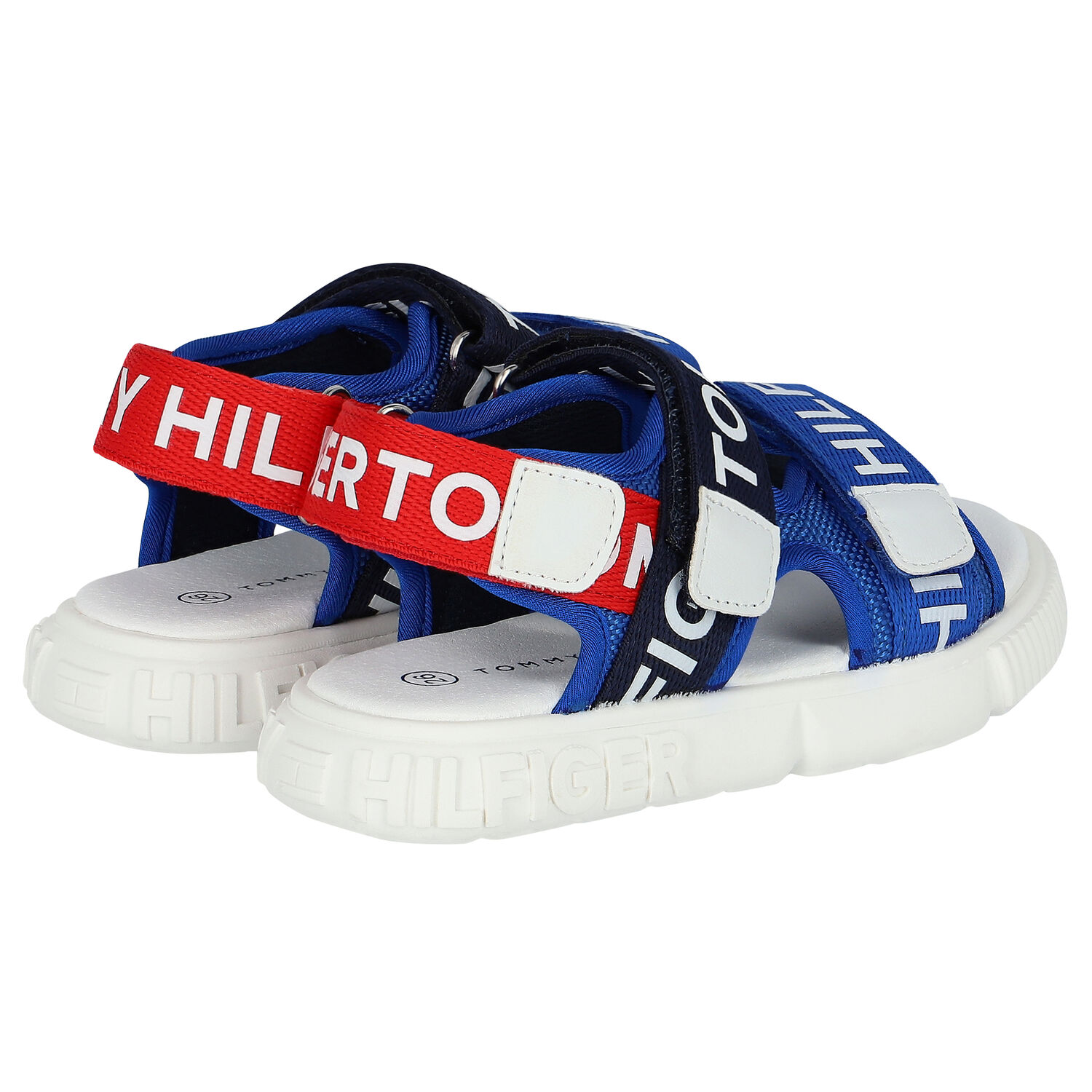 Blue, White & Red Logo Sandals, 1, hi-res
