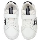 Boys White & Black Logo Trainers, 1, hi-res
