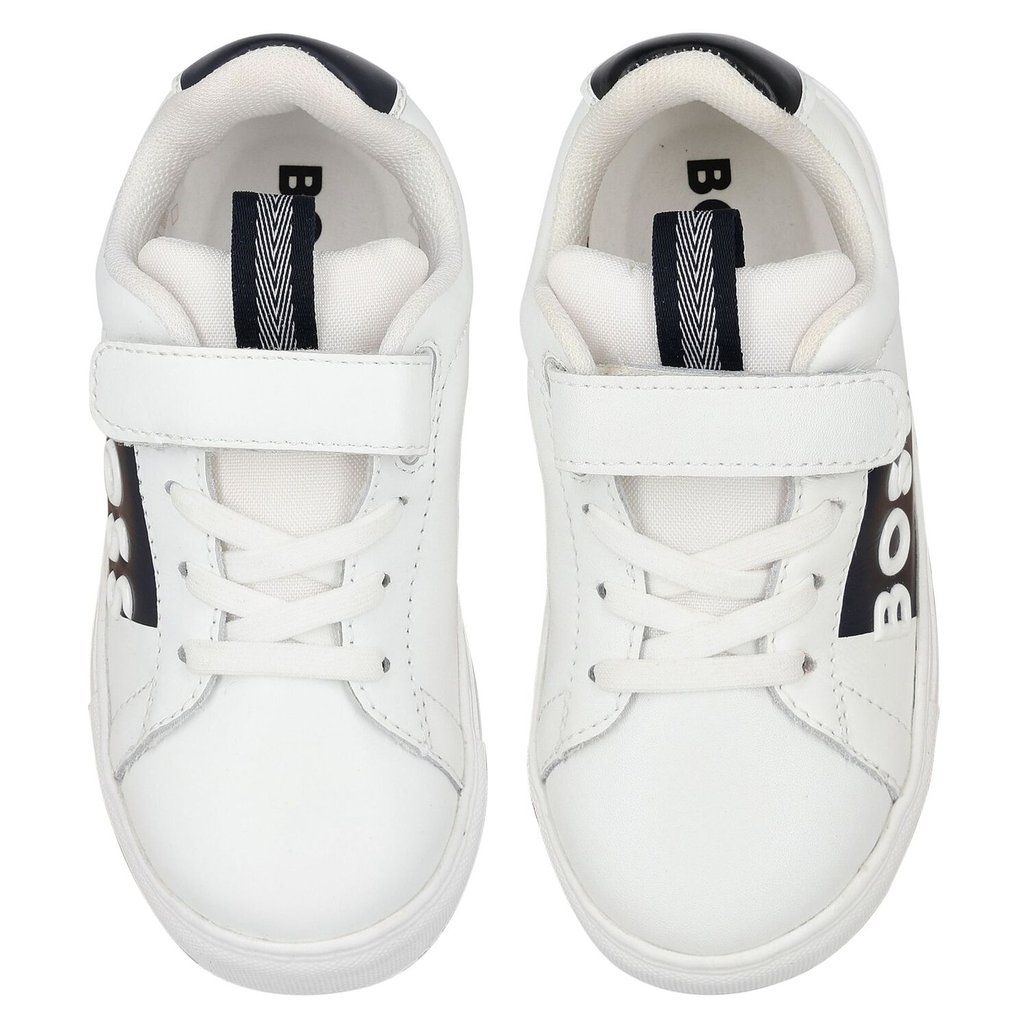 Boys White & Black Logo Trainers, 1, hi-res image number null