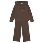 Girls Brown Knitted Trouser Set, 3, hi-res