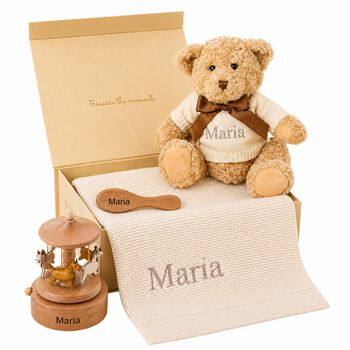Ivory Musical Carousel Personalised Baby Gift Set