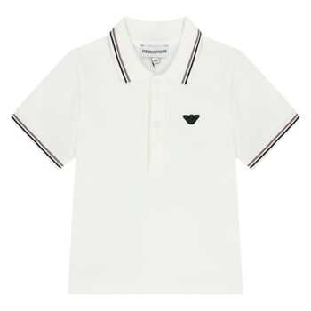 Younger Boys White Logo Polo Shirt