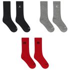 Boys Black, Red & Grey Jordan Logo Socks ( 3-Pack ) , 1, hi-res