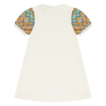 Younger Girls Ivory Logo Dress