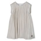 Younger Girls Beige Pleated Dress, 1, hi-res