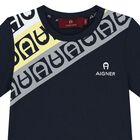 Younger Boys Navy Blue Logo T-Shirt, 2, hi-res