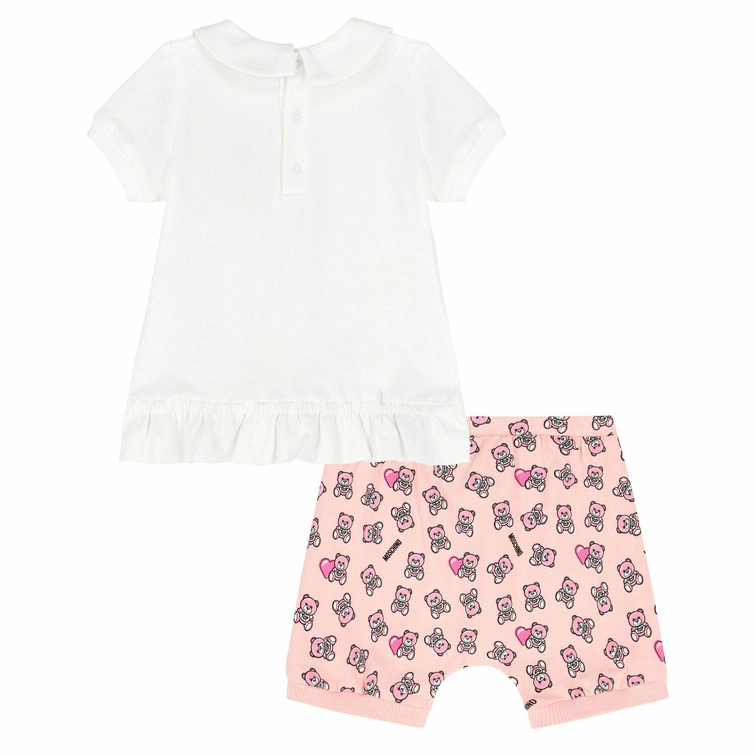 Younger Girls White & Pink Logo Short Set, 1, hi-res image number null