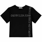 Girls Black Logo T-Shirt, 1, hi-res