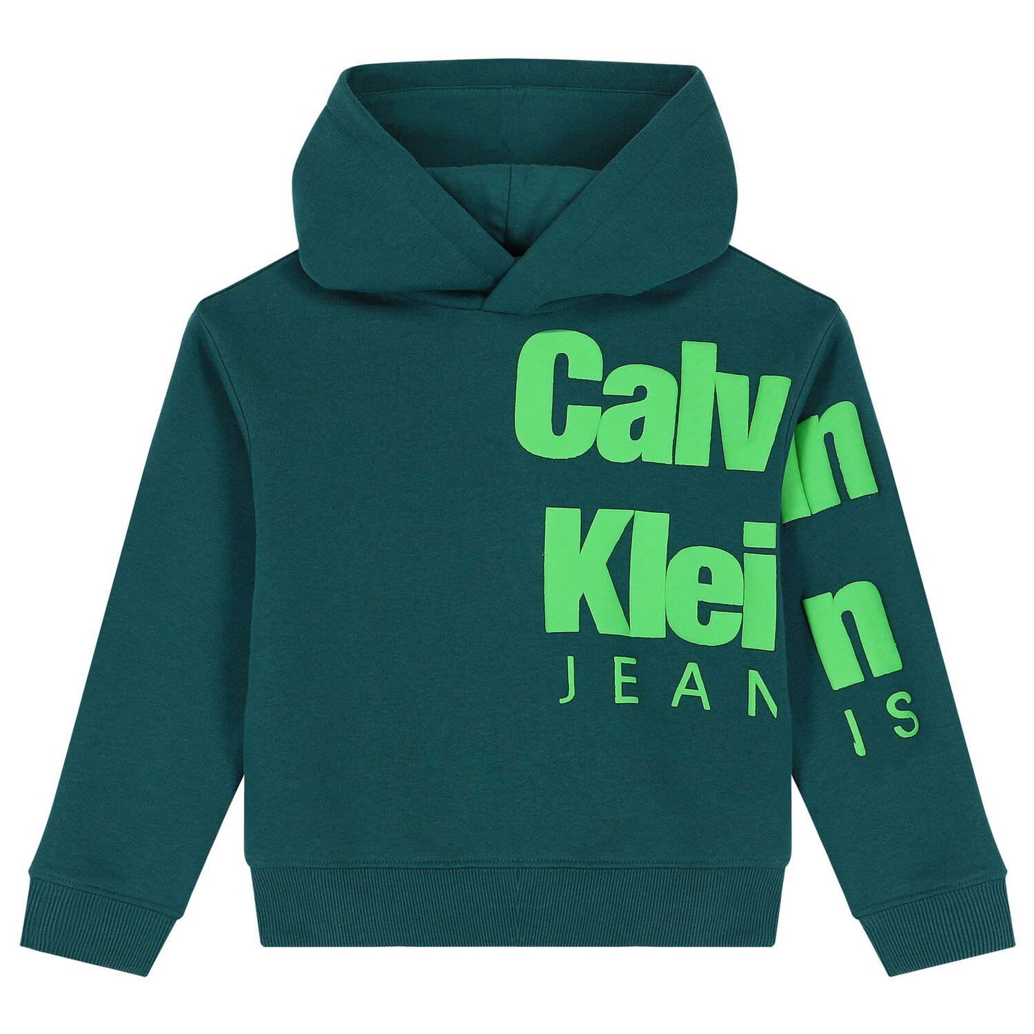 Boys Green Logo Hooded Top, 2, hi-res