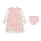 Baby Girls Pink Layered Tulle Dress Set, 1, hi-res