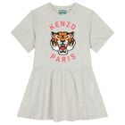 Girls Grey Tiger Logo Dress, 1, hi-res