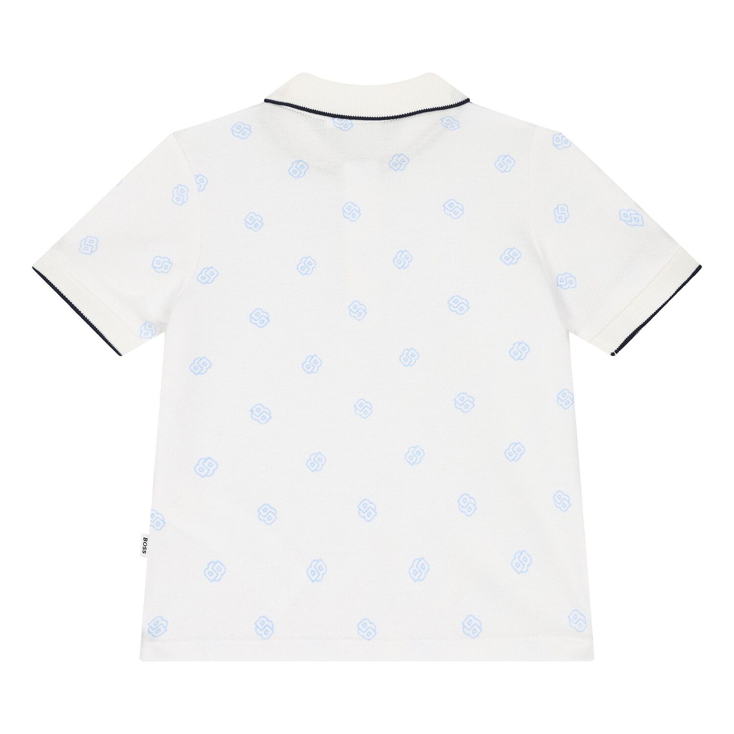 Younger Boys White Logo Polo Shirt, 1, hi-res