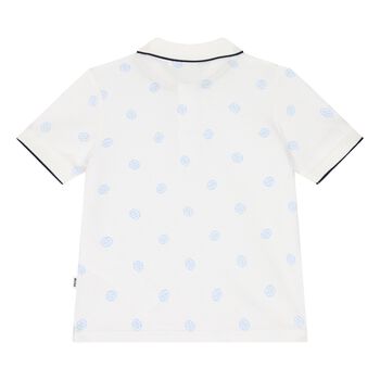 Younger Boys White Logo Polo Shirt