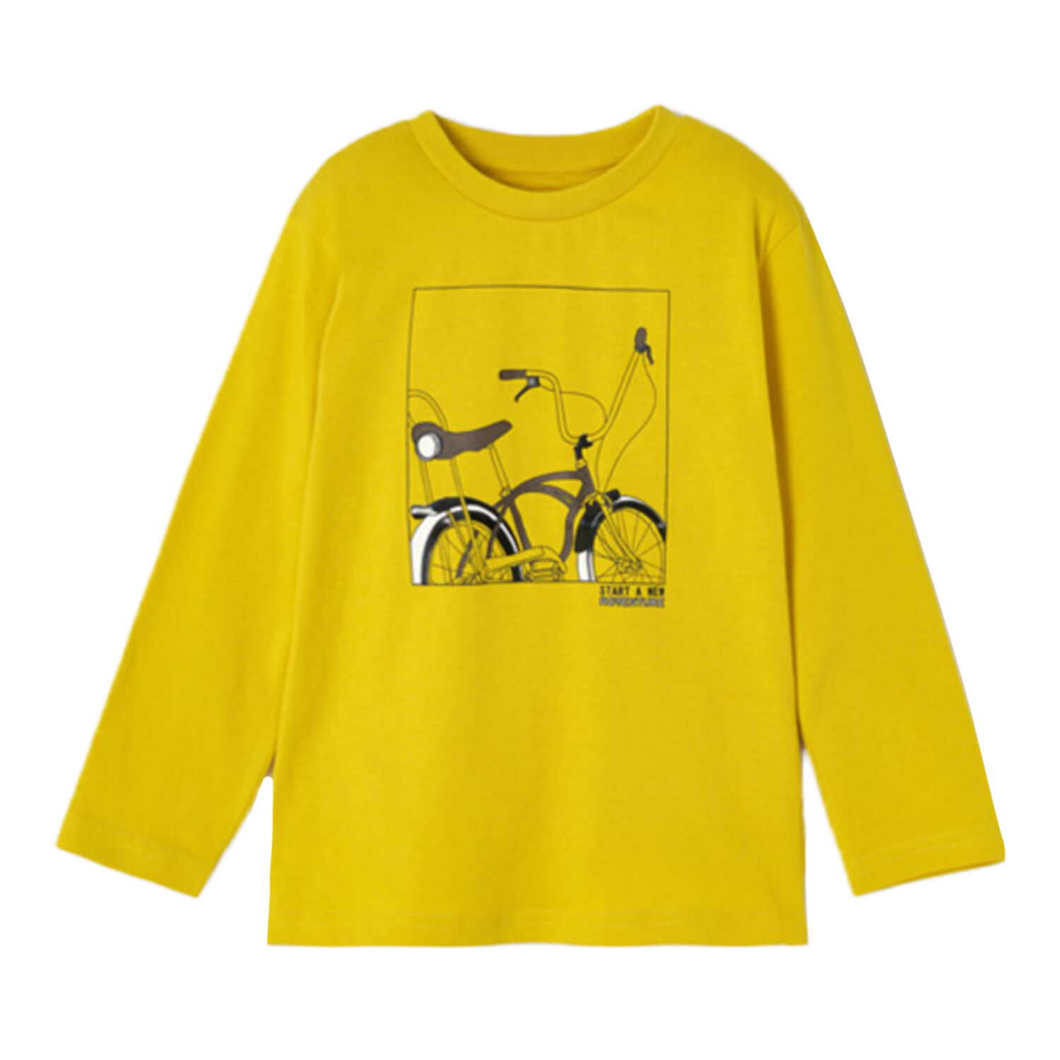 Boys Yellow Bicycle Long Sleeve Top, 1, hi-res