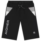 Boys Black Logo Shorts, 3, hi-res
