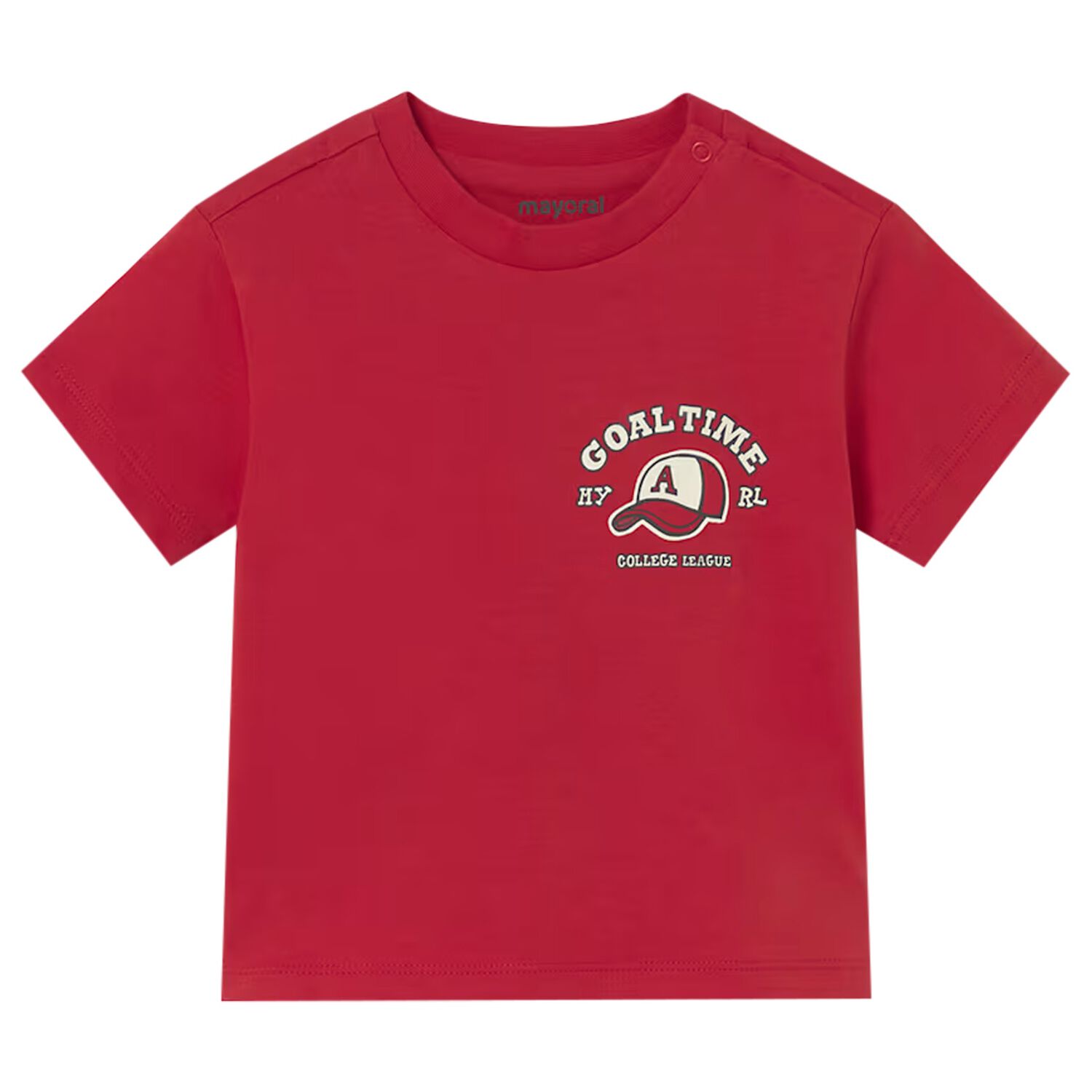 Younger Boys Red Cap T-Shirt, 3, hi-res