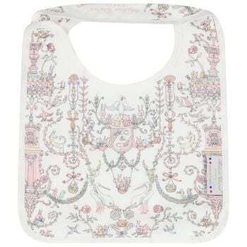 Baby Girls Ivory & Pink Toile de Jouy Bib