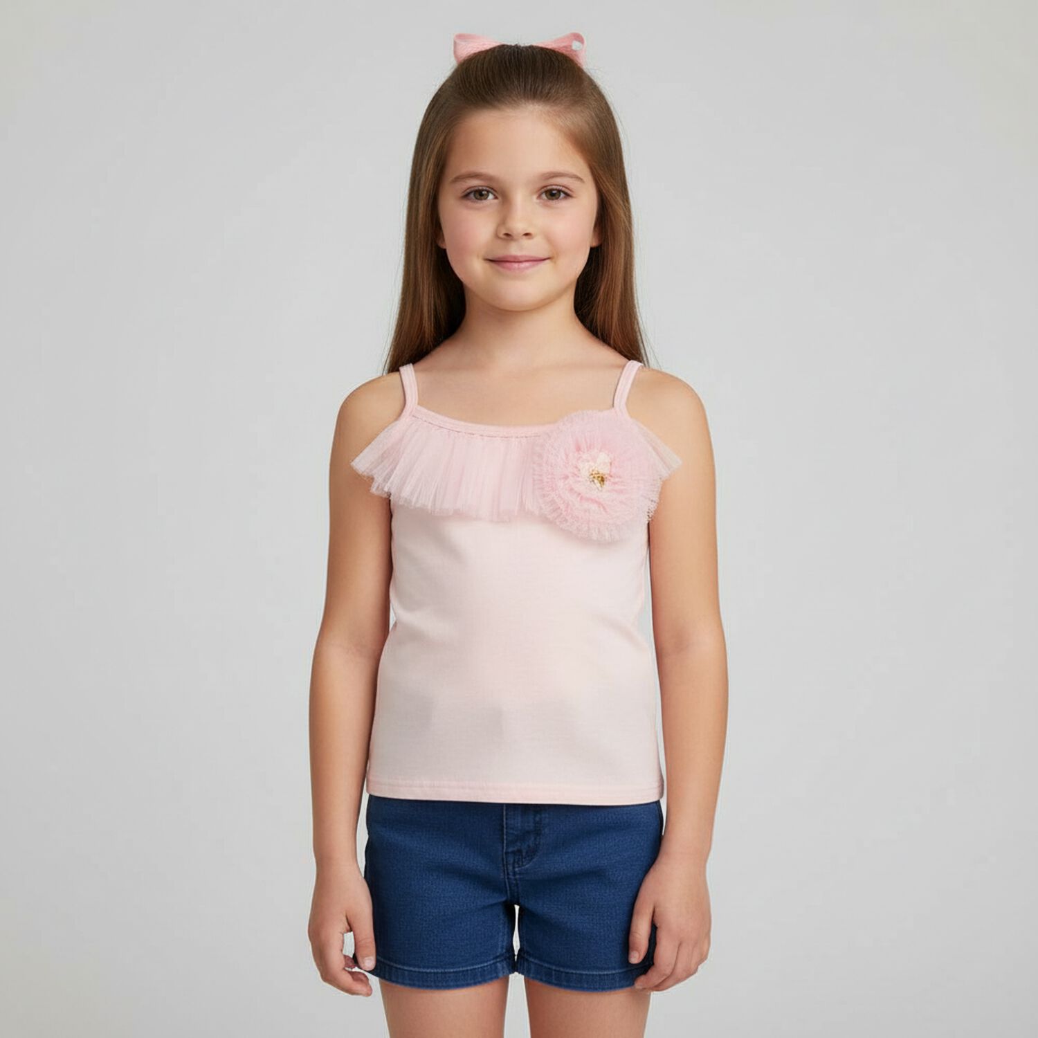 Girls Pink Sleeveless Top, 2, hi-res