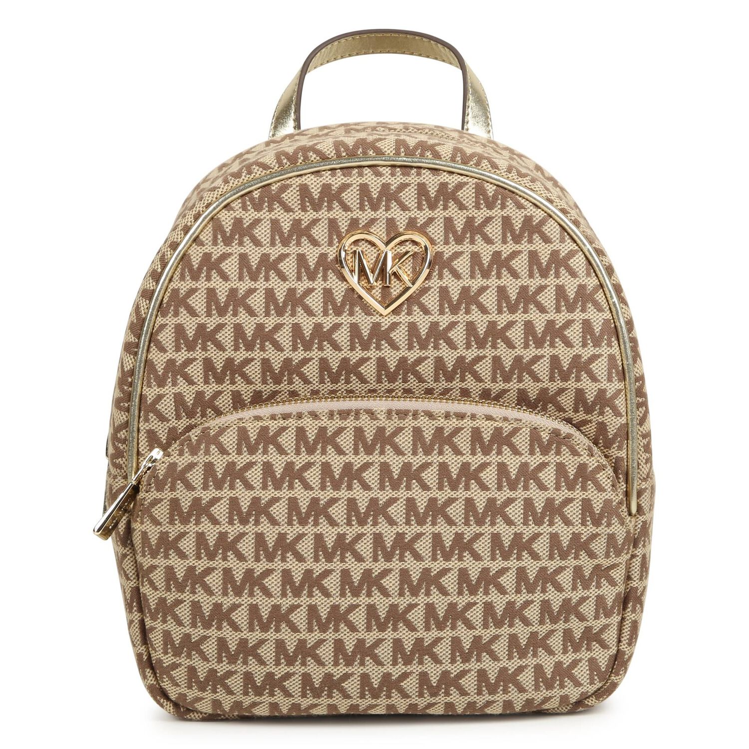Girls Beige & Gold Logo Monogram Backpack, 1, hi-res