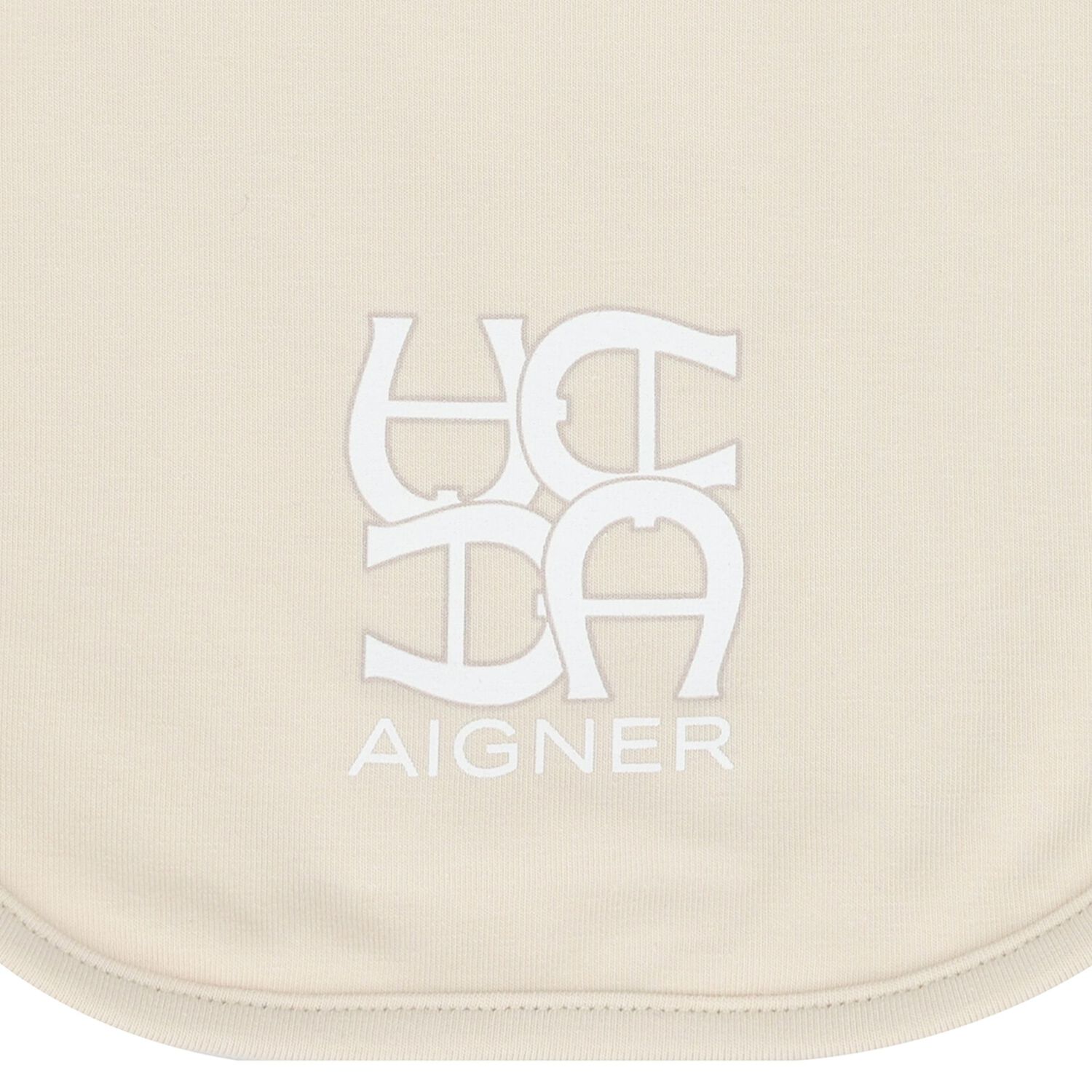 Beige Logo Baby Bib, 1, hi-res