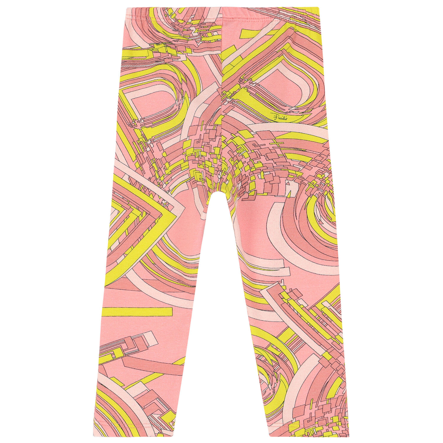Younger Girls Pink & Yellow Printed Leggings, 1, hi-res