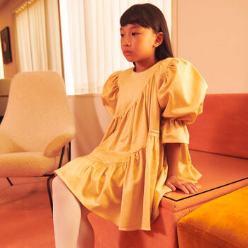 Girls Gold Tiered Dress