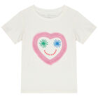 Girls Ivory Heart T-Shirt, 1, hi-res