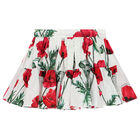 Girls Ivory & Red Poppy Skirt, 1, hi-res