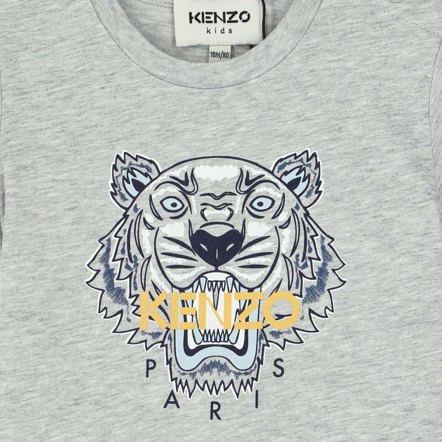 Younger Boys Grey Tiger T-Shirt, 1, hi-res