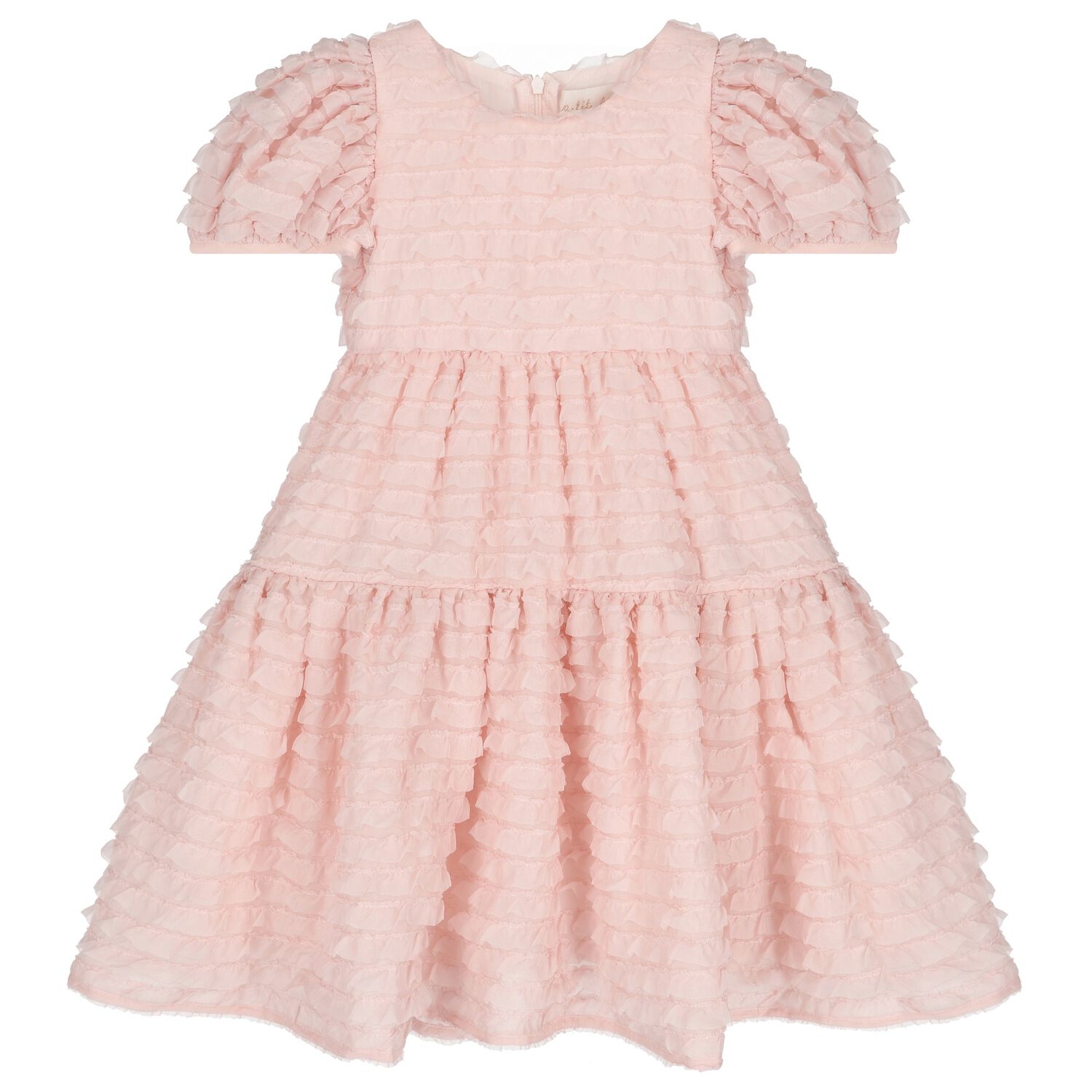 Girks Pink Ruffled Tiered Dress, 1, hi-res