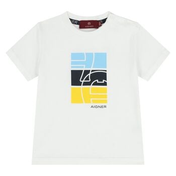 Younger Boys White Logo T-Shirt