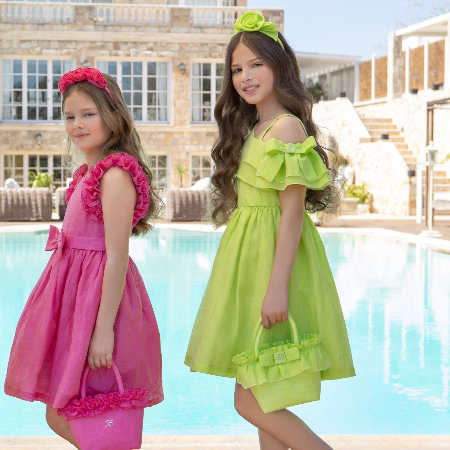 Girls Pink Logo Ruffled Hand Bag, 1, hi-res image number null