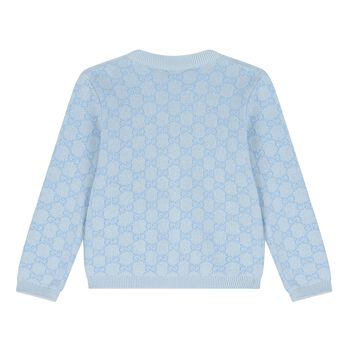 Baby Boys Blue  logo Jacquard Cardigan 