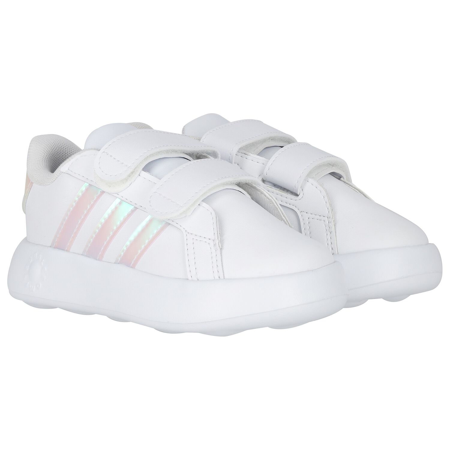 Girls White Logo Iridescent Trainers, 1, hi-res