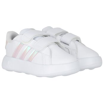 Girls White Logo Iridescent Trainers