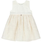 Younger Girls Ivory Organza Dress, 1, hi-res