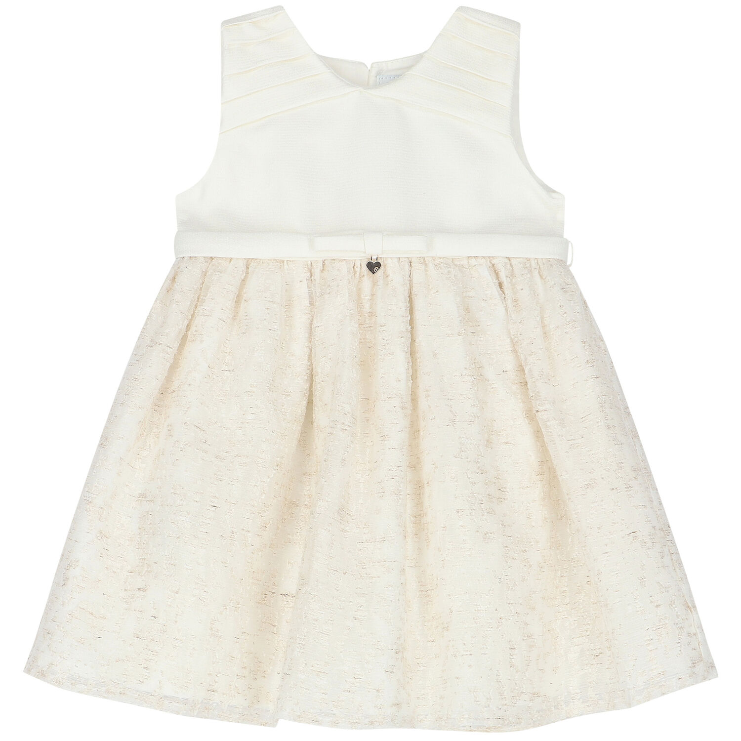 Younger Girls Ivory Organza Dress, 1, hi-res