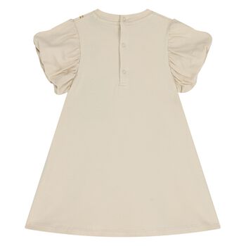 Younger Girls Beige Bag Logo Dress