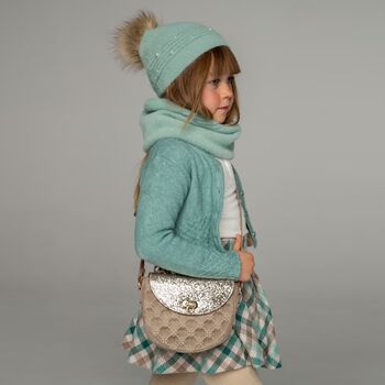 Girls Beige Glitter Handbag