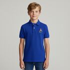 Boys Blue Polo Bear Polo Shirt, 1, hi-res